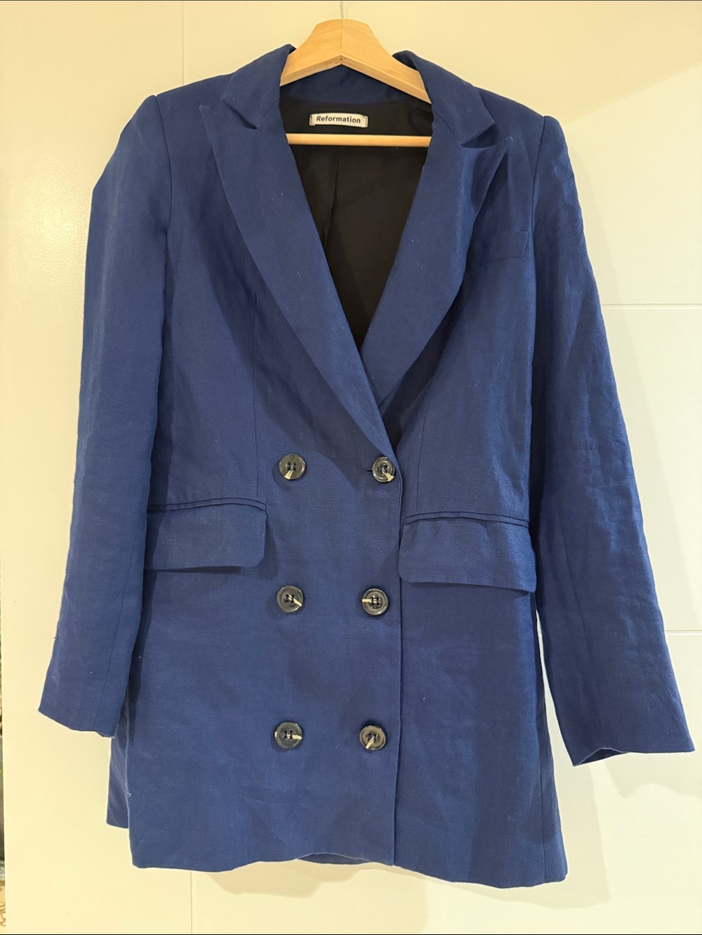 Reformation Women's Double-Breasted Navy Blue Blazer Dress